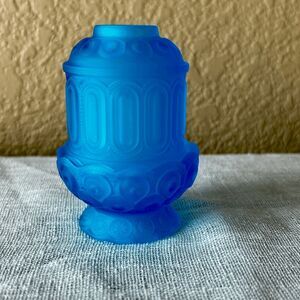 Mini L.E. Smith Mould Moon & Star Courting Fairy Lamps - Colonial Blue Frost - W